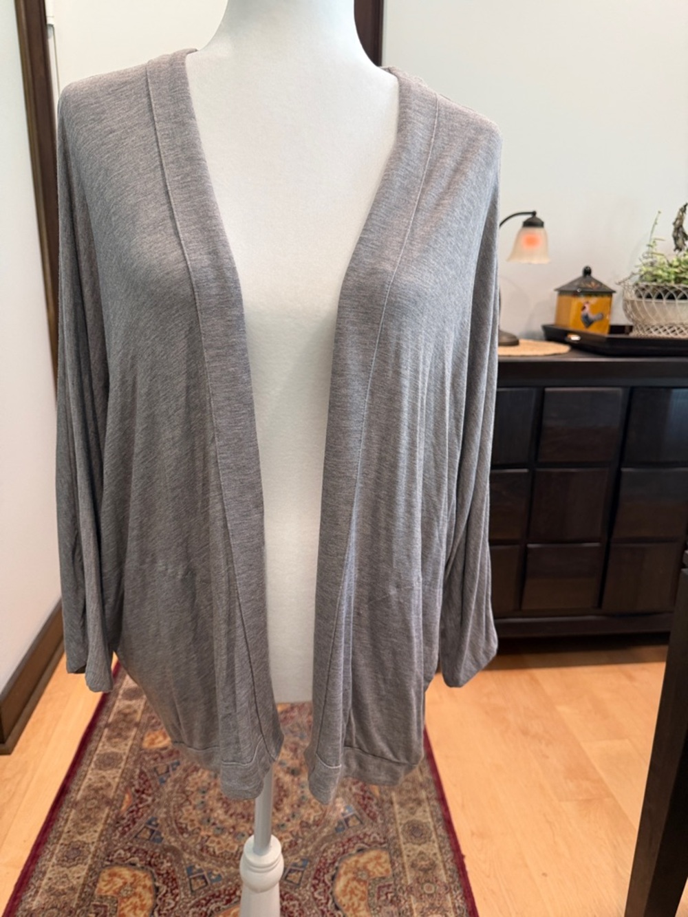 Prana Women's Light Gray Open-Front Cardigan Dolman Sleeve